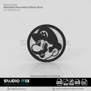 mandala mario bros, super mario bros, quadro decorativo, vetor, corel draw, corte a laser, decoração em mdf,