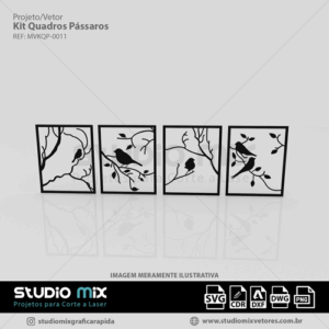 vetor de quadro, vetor de quadro para corte a laser, vetor para corte a laser, quadro em vetor, vetor corel draw, quadro de pássaros, corte a laser, projeto para corte a laser,